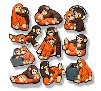 TPediSoft 10PCS Punch the Monkey Shoe Charms, Cute Emotional Monkey & Gorilla PVC Shoe Charms Waterproof Accessories for Men Women