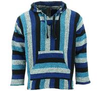 TPFBazaar Recycled Mexican Baja Jerga Hoodie Top - Blue Mix