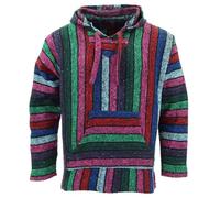TPFBazaar Recycled Mexican Baja Jerga Hoodie Top - Multi Stripe