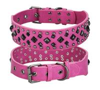 TPIONEER 1PC Anti-bite Rivet Dog Collar Medium and Large Leather Pet Collar Soft and Comfortable