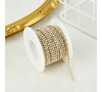 TPIONEER ABS Pearl Rhinestone Chain Trim for Sewing SS4.5-SS16 Rhinestone Pearl Dense Crystal Cup Chain in Gold/Silver