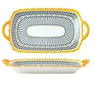TPIONEER Ceramic Double-Ear Steamed Fish Plate, Nordic Creative Dish Plate, Japanese Dessert Salad, Light Luxury Simple Pasta