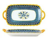 TPIONEER Ceramic Double-Ear Steamed Fish Plate, Nordic Creative Dish Plate, Japanese Dessert Salad, Light Luxury Simple Pasta