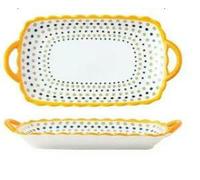 TPIONEER Ceramic Double-Ear Steamed Fish Plate, Nordic Creative Dish Plate, Japanese Dessert Salad, Light Luxury Simple Pasta