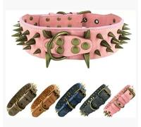 TPIONEER Cool Dog Collar Spiked Studded Leather Pet Dog Collars Pitbull Bulldog Collar Perro for Medium Large Dogs Boxer German Shepherd