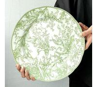 TPIONEER Jade Green Lily of The Valley Series Bone China Western Food Plate Set Premium Cake Plate French Dinner Plates