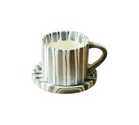 TPIONEER Nordic Ceramic Plate Striped Creative Western Food Dinner Dishes Plates Breakfast Dishe Dessert Plate Coffee Tableware Mug Set
