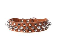 TPIONEER Punk Style PU Leather Dog Collar, Adjustable Spiked Rivet Studded Collar for Small Dogs and Cats, Anti-Bite Design