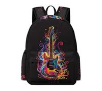 TPISLI 11.6 Inch Laptop Backpack Students Guitar Pattern Backpack Boys Girls 9-15 Years, Lightweight Stylish Singer Music Lover Daypack for Spring Outing Travel Outdoor Gift