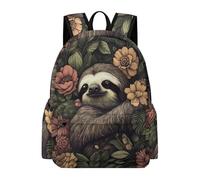 TPISLI 13.3 Inch Laptop Backpack Teens Kawaii Sloth Motif Back pack for Boys Girls Primary School Age 7-11, Fashion Style Animal Print School Bag for Spring Outing Travel New Term Gift