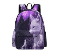 TPISLI 13.3 Inch Laptop Backpack Teens Wolve Design Backpack Boys Girls Primary School Years 3-6, Cool Durable Animal Wolf Print Back pack for School Trips Holiday Gift