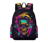 TPISLI 14 Inch Laptop Backpack Children Colourful Skull Bookbag for Boys Girls 10-16 Years, Large Capacity Skeleton Design Daypack for Weekend Trips Back to School Gift