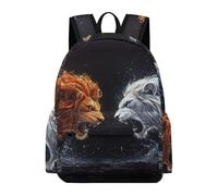 TPISLI 14 Inch Laptop Backpack Kids Lion Illustration School Bag Boys Girls Year 5-9 Primary Secondary, Stylish Durable Animal Design School Bag for Autumn Trip Travel Holiday Gift