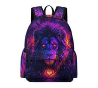 TPISLI 14 Inch Laptop Backpack Kids Lion Illustration School Bag Boys Girls Year 5-9 Primary Secondary, Stylish Durable Animal School Bag for Autumn Trip Travel Holiday Gift