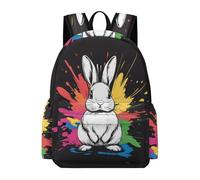 TPISLI 14 Inch Laptop Backpack Students Bunny Design Back pack for Boys Girls School Years 5-9, Lightweight Durable Kawaii Rabbit Print Bookbag for Daily Travel School Season Gift