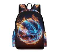 TPISLI 15.6 Inch Laptop Backpack Children Fire Basket-Ball Design Back pack Boys Girls 10-16 Years, Lightweight Durable Basketball Backpack for Hiking Travel Back to School Gift