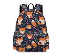 TPISLI 15.6 Inch Laptop Backpack Kids Foxs Flowers School Backpack for Boys Girls Age 7-12, Modern Durable Animal Print School Bag for Outdoor Travel Outdoor Gift