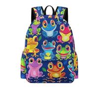TPISLI 15.6 Inch Laptop Backpack Kids Frog Design Backpack for Boys Girls School Years 5-9, Modern Durable Animal Print Rucksack for Day Trips Back to School Gift