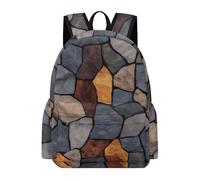 TPISLI 15.6 Inch Laptop Backpack Kids Marble Pattern School Backpack for Boys Girls Age 7-12, Modern Durable Stone Block Design School Bag for Outdoor Travel Outdoor Gift