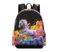 TPISLI 15.6 Inch Laptop Backpack Students Colourful Horse Design Fashion Backpack for Boys Girls Secondary School Age 11-16, Modern Durable Horse School Bag for Weekend Trips Birthday Gift