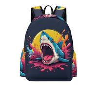 TPISLI 15.6 Inch Laptop Backpack Students Shark Pattern Fashion Backpack for Boys Girls Secondary School Age 11-16, Modern Durable Sea Creature School Bag for Weekend Trips Birthday Gift