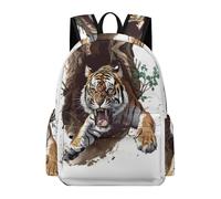 TPISLI 15.6 Inch Laptop Backpack Students Tiger Print Fashion Backpack for Boys Girls Secondary School Age 11-16, Modern Durable Animal Motif School Bag for Weekend Trips Birthday Gift