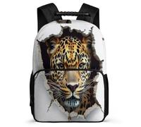 TPISLI 3D Cheetah Pattern Bookbag Primary School for Kids and Teens 7-11 Year Olds Leopard Animal Daypack Kids and Teens, Side Pockets Sturdy Handle Back to School Gift