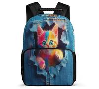 TPISLI 3D Motif Cat School Backpack for Boys Girls Primary Classes Animal Kitten Rucksack 6-11 Years Children, Sturdy Handle Adjustable Straps Birthday Gift