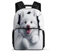 TPISLI 3D Print Samoyed Daypack for Children Primary School, Cute Puppy Backpack Primary Age 6-11, Durable School Bag, Sturdy Handle, Outdoor Travel, Day Trips