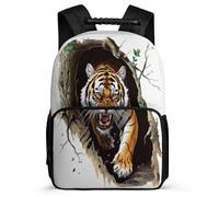TPISLI 3D Print Tiger School Backpack School Years 1-4 for Students 7-11 Year Olds Animal Tiger Daypack Girls Boys, Sturdy Handle Durable Travel Daily Use