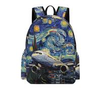 TPISLI Aeroplane Backpack Boys Girls Age 8-14 School Bag Starry Sky Art Rucksack for Daily Classes, Lightweight 15.6 Inch Laptop Bag for Books and Outdoor Use and Outdoor Study Days