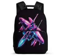 TPISLI Aeroplane Print - School Backpack for Boys Primary Classes Fighter Design Bookbag Year 3-6 Children, Soft Felt Details Adjustable Straps Daily Essentials