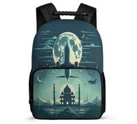 TPISLI Aeroplane Print School Backpack for Kids and Teens Primary School Moon Pattern Rucksack 8-12 Years Children, Soft Felt Details Padded Back Daily Essentials