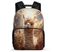 TPISLI Alpaca Design School Backpack for Students 7-11 Year Olds Animal Llama Bookbag for Kids and Teens Year 2-5, Adjustable Straps Sturdy Handle Back to School Gift