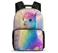 TPISLI Alpaca Print Bookbag for Students Primary Classes Animal Llama School Bag Primary Age 6-11 Kids and Teens, Adjustable Straps Sturdy Handle Travel Daily Use