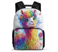 TPISLI Alpaca School Bag for Kids and Teens 7-11 Year Olds Animal Llama Rucksack for Children Junior School, Durable 1680D Fabric Travel Daily Use