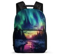 TPISLI Aurora Backpack for Kids School Years 2-5 Beautiful Scenery Rucksack for Students School Years 1-4, Adjustable Straps Sturdy Handle Outdoor Day Trips