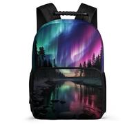 TPISLI Aurora Design Rucksack School Years 1-4 for Kids and Teens 8-12 Years Beautiful Scenery Daypack Students, Soft Felt Details Side Pockets Back to School Gift