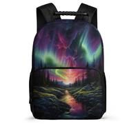 TPISLI Aurora Pattern School Bag for Kids and Teens Age 5-10 Beautiful Scenery Backpack for Girls School Years 1-4, Adjustable Straps Sturdy Handle Short Trips