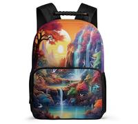 TPISLI Autumn Theme Daypack for Girls Boys School Years 1-4 Beautiful Scenery Backpack School Years 2-5 Students, Soft Felt Details Sturdy Handle Daily Essentials
