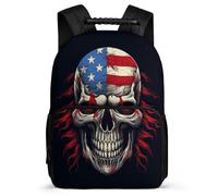 TPISLI Back Pack Boys American Flag Skeleton School Bag Girls, Cute Schoolbag Skull Rucksack for Primary Kid School Travel, Lightweight Kids Backpack