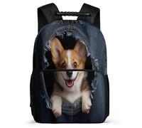 TPISLI Back Pack Boys Corgi School Bag Girls, Cute Schoolbag Dog Print Rucksack for Primary Kid School Travel, Lightweight Kids Backpack
