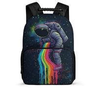 TPISLI Back Pack Boys Rainbow School Bag Girls, Cute Schoolbag Astronaut Rucksack for Primary Kid School Travel, Lightweight Kids Backpack