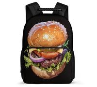 TPISLI Back Pack Burger Print Bag for Girls 9-16 Years Rucksack Food Pattern Backpack 7-10 Year Bookbag Elementary Secondary Schoolbag Kids Business Bookbag Daypack