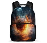 TPISLI Back Pack Ice And Fire Basketball School Bag for Girls And Boys, Cute Schoolbag Basketball Rucksack for Primary Kid School Travel, Lightweight Kids Backpack