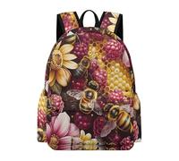 TPISLI Backpack Bee Flowers for Boys Girls Year 5-9 School Bag Insect Theme Daypack for School Travel, Modern Outdoor Rucksack for Autumn Trip and Study Days and Weekend Day Trips