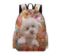 TPISLI Backpack Bichon Frise Girls Boys 7-12 School Bag Cute Puppy Daypack for Junior School, Modern Outdoor Rucksack for Outdoor Trips and Classes and Weekend Day Trips