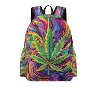 TPISLI Backpack Colourful Cannabis Leaves School Back Pack for Teenager, Lightweight Classic Casual Rucksack, Aesthetic Backpack for School College Plant Print Gifts Boys And Girls