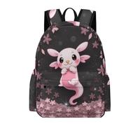 TPISLI Backpack Cute Axolotl Motif Boys Girls School Bag Salamander Rucksack 8-12 Years for School Travel, Lightweight 15.6 Inch Laptop Backpack for Travel and Daily Use