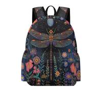 TPISLI Backpack Dragonfly Flowers for Boys Girls Ages 11-16 School Bag Insect Theme Daypack for Senior Classes, Practical 14 Inch Laptop Bag for Outdoor Trips and Classes